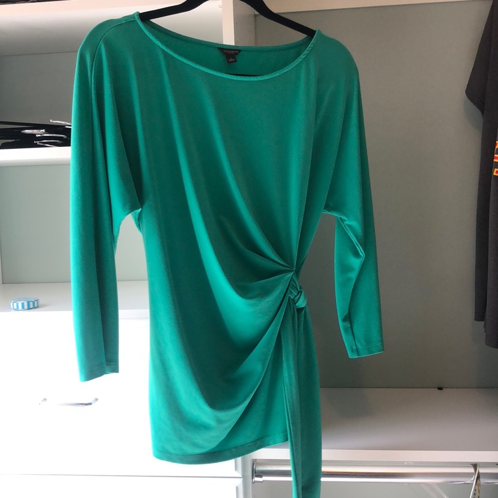 Green top with wrap detail